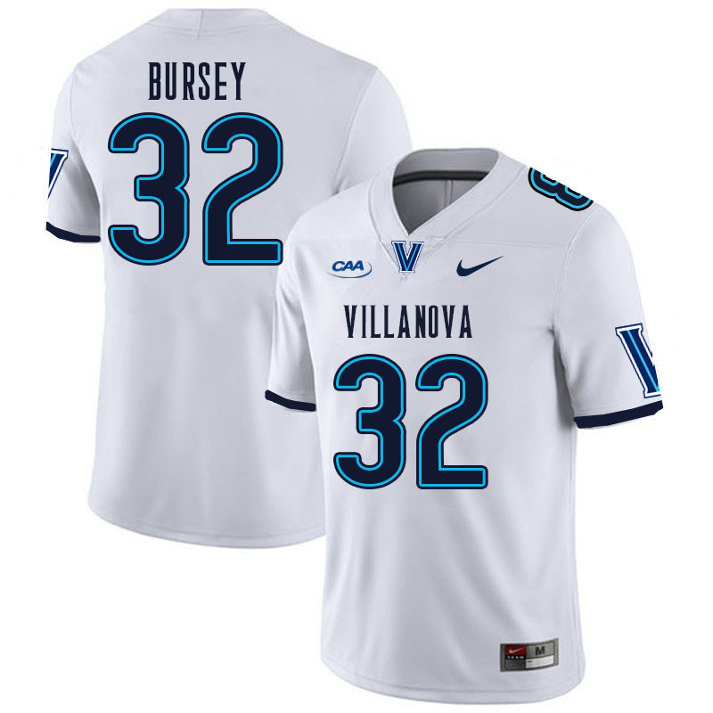 Men #32 Omari Bursey Villanova Wildcats College Football Jerseys Stitched Sale-White